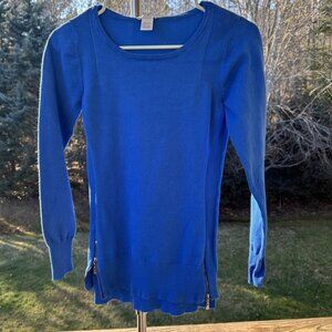 Cache Women’s XS Royal Blue Double Gold Zipper Sweater